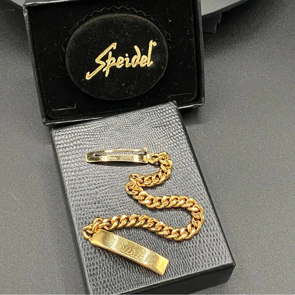 Speidel Gold Plated ID Bracelet Engraved Susie with Wide Cable Link Chain - Picture 6 of 11